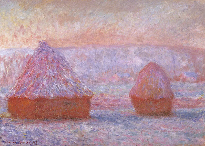 Les Meules, Giverny, morgonljuseffekt - Claude Monet