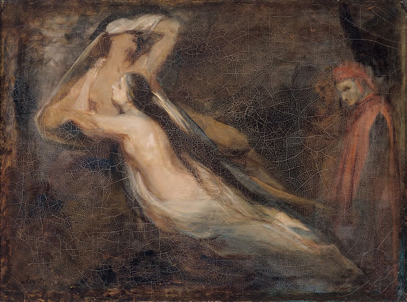 Paolos och Francescas skuggor som dyker upp för Dante och Vergilius - Ary Scheffer