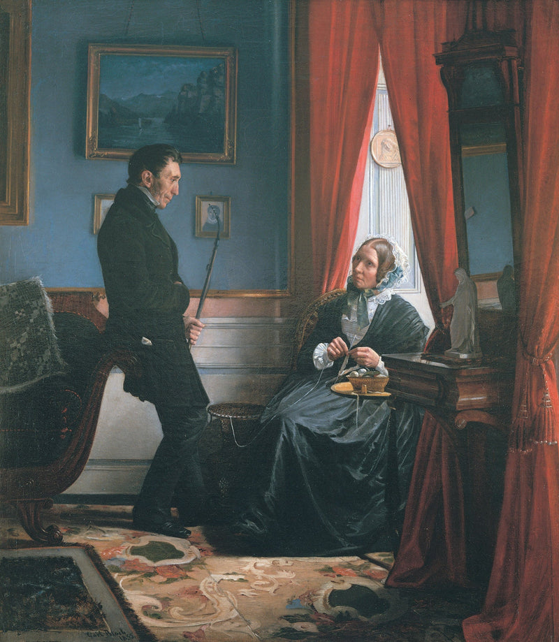 Konstnärens föräldrar, herr och fru J. P. Bloch, i deras vardagsrum - Carl Heinrich Bloch
