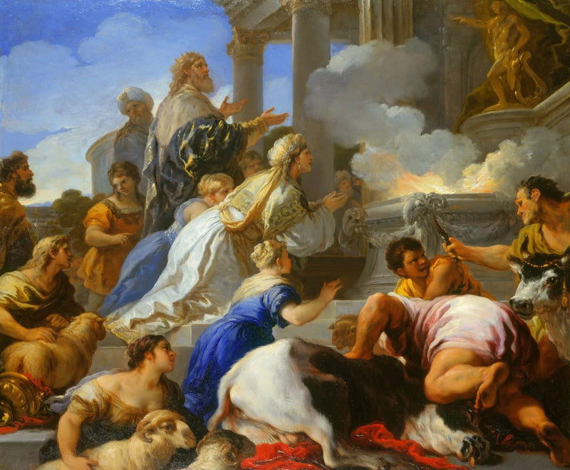 Psychés föräldrar erbjuder ett offer till Apollon - Luca Giordano