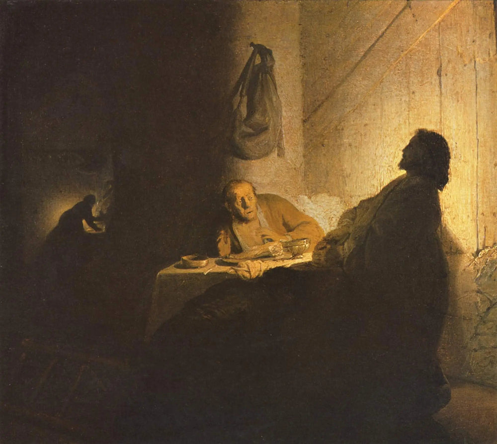 Les pèlerins d'Emmaüs - Rembrandt image 1 copie peinte à la main à l’huile