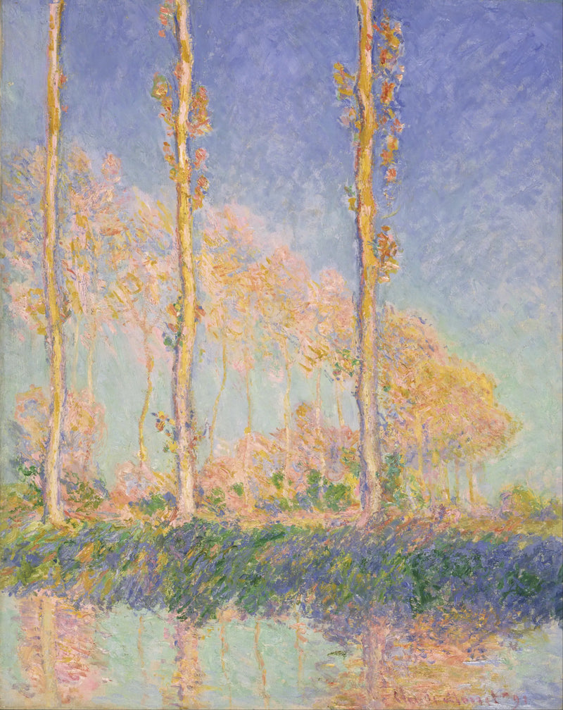 Popplarna, tre rosa träd, höst - Claude Monet