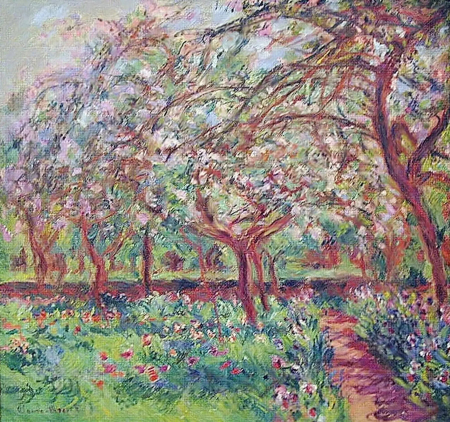 Äppelträden i blom - Claude Monet