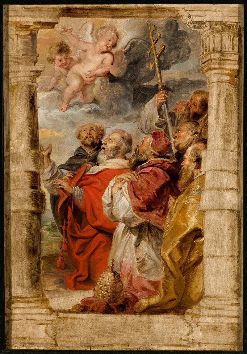Kyrkans prinsar som dyrkar eukaristin - Peter Paul Rubens