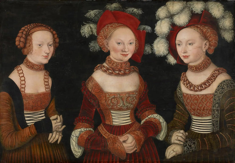 Prinsessorna Sibylle (1515-1592), Émilie (1516-1591) och Sidonie (1518-1575) av Sachsen - Lucas Cranach den äldre