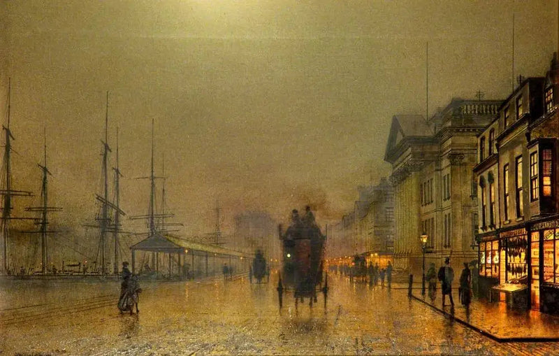 Liverpools kajer på natten - John Atkinson Grimshaw