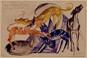 Prins Jusuffs fyra sällskaps hundar - Franz Marc