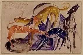 Prins Jusuffs fyra sällskaps hundar - Franz Marc