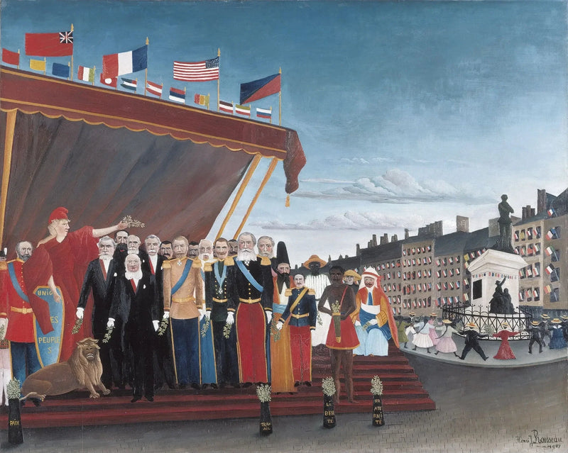 De utländska makternas representanter som kommer för att hälsa republiken i fredens tecken - Henri Rousseau