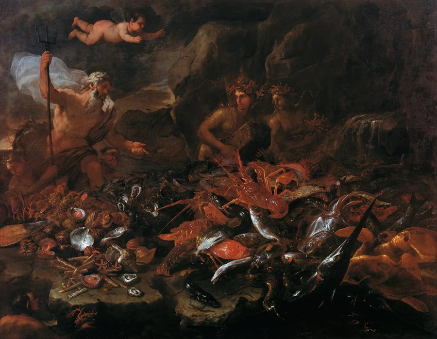 Havets rikedomar med Neptune, tritoner och två nereider - Luca Giordano