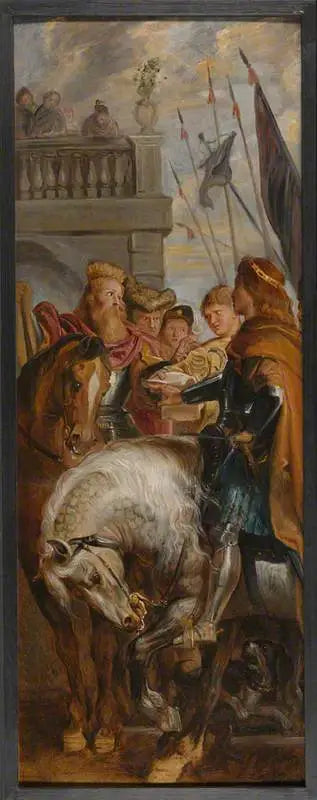 Kungarna Clotaire och Dagobert bråkar med en herold - Peter Paul Rubens
