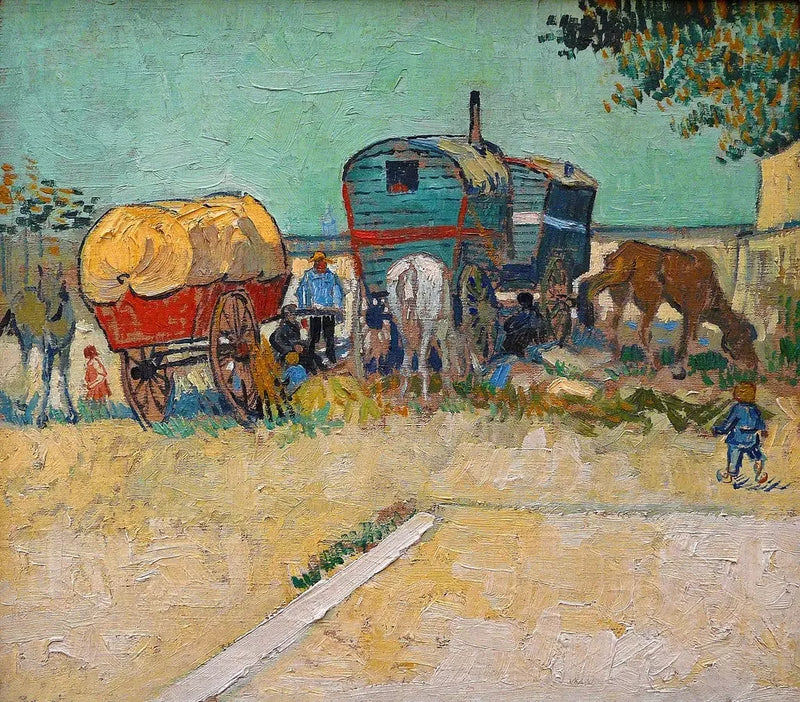 Les Roulottes, ett läger av bohemer i närheten av Arles - Vincent van Gogh
