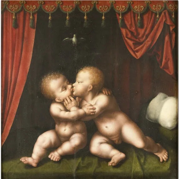 De heliga barnen som kysser - Joos van Cleve