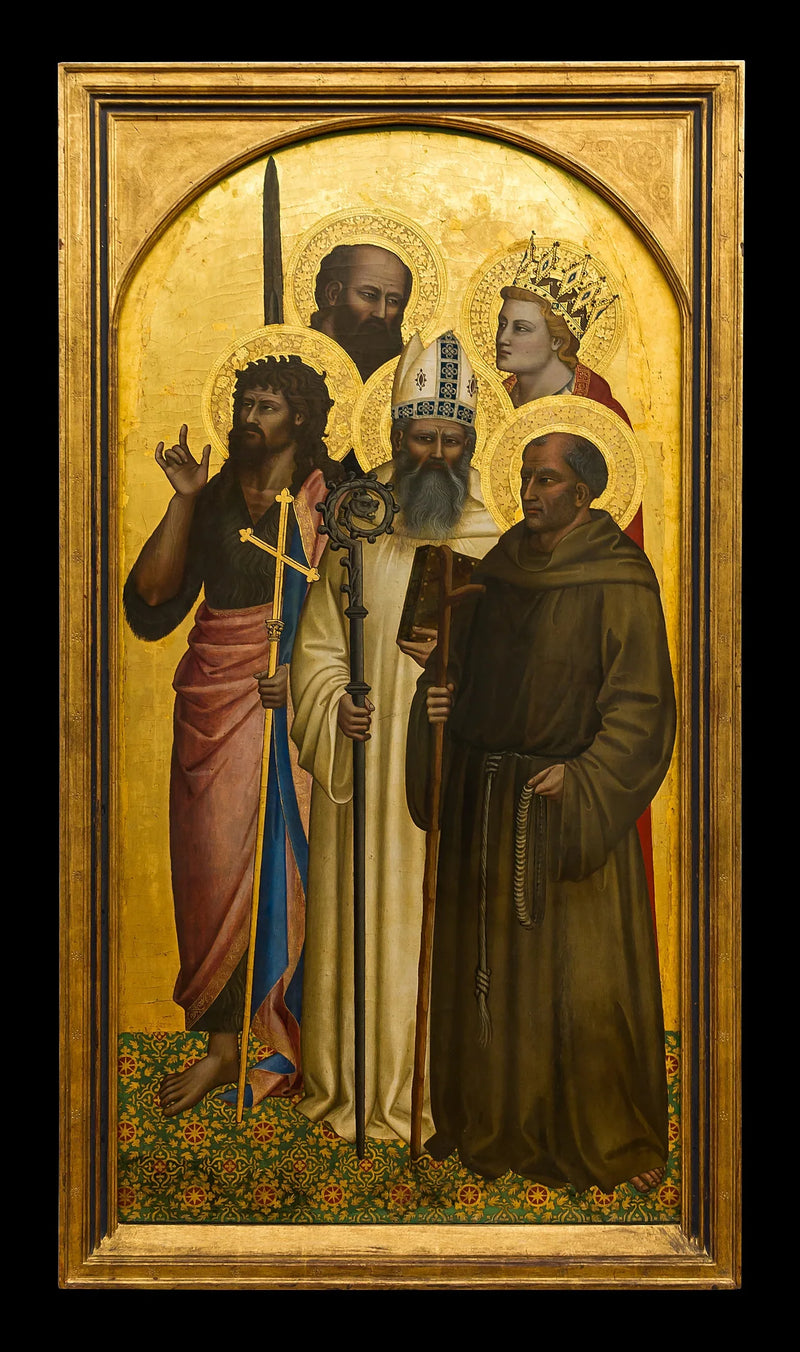 heliga Johannes Döparen, Gilles, Gérard, Paul och Catherine (Miniato ?) - Nardo di Cione