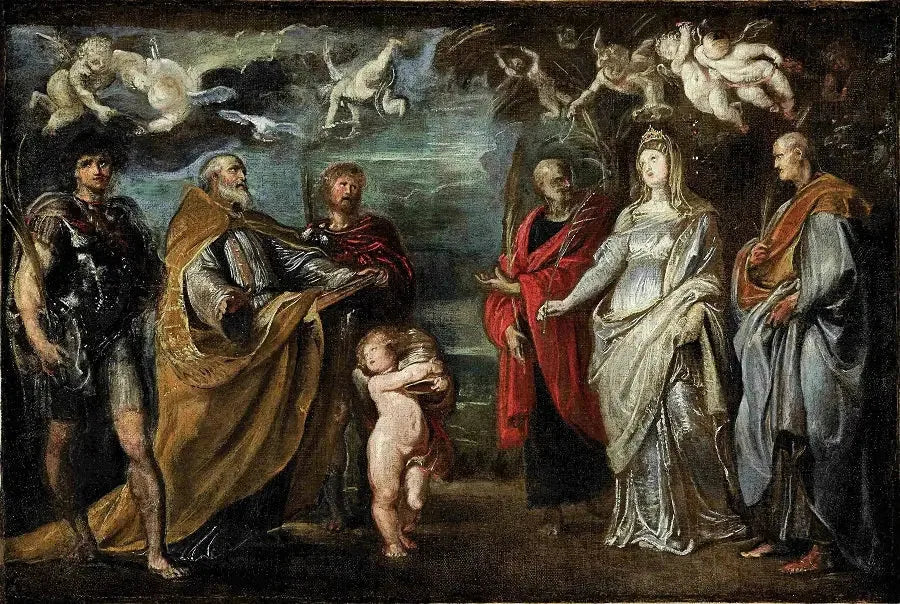 De heliga Maure, Gregorius, Papianus, Nereus, Domitilla och Achilleus - Peter Paul Rubens