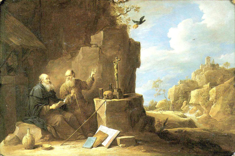 De heliga Paulus och Antoine - David Teniers den yngre