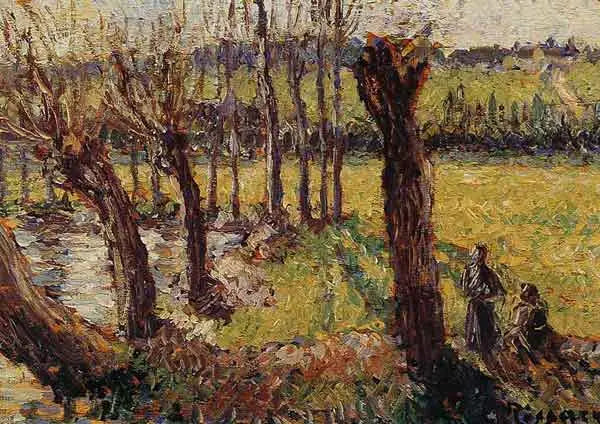 Salixar på vintern, Eragny - Camille Pissarro