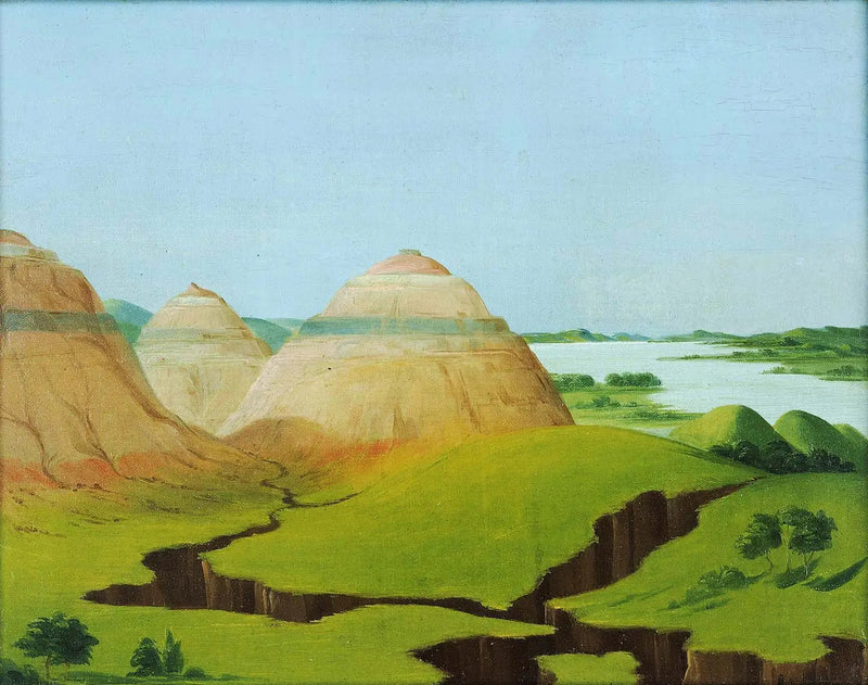 De tre kupoler, Clay Bluffs 15 mil ovanför Mandan-byn - George Catlin