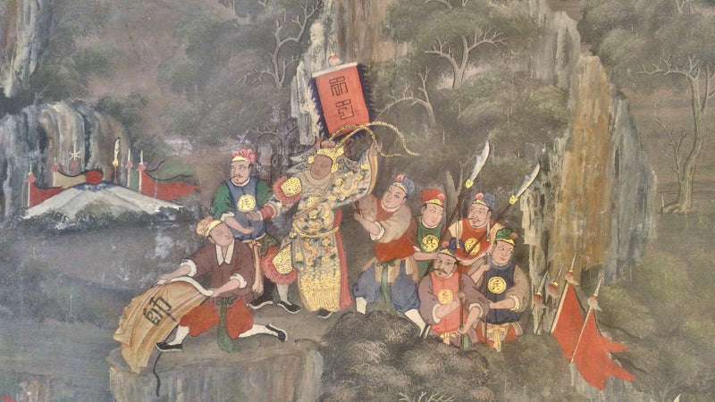 Les Trois Royaumes, panneau 1 de Wat Bowonniwet - Ateliers de Wat Bowonniwet