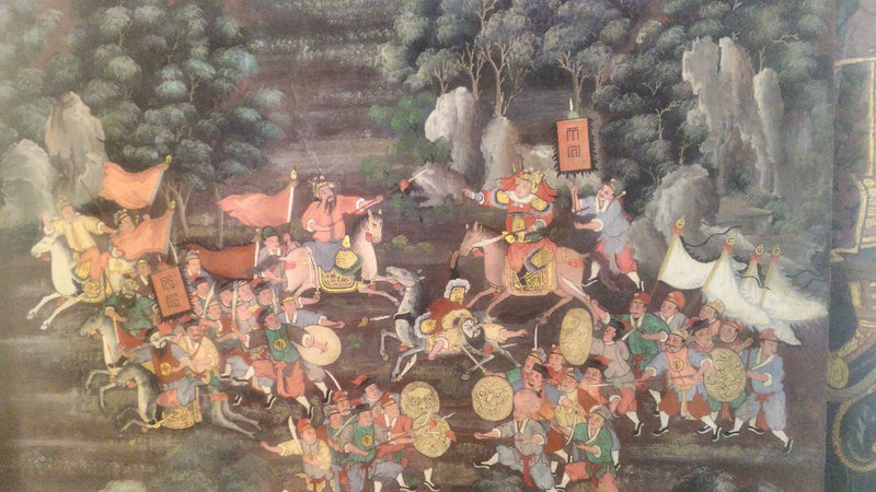 Les Trois Royaumes, panneau 6 de Wat Bowonniwet - Ateliers de Wat Bowonniwet