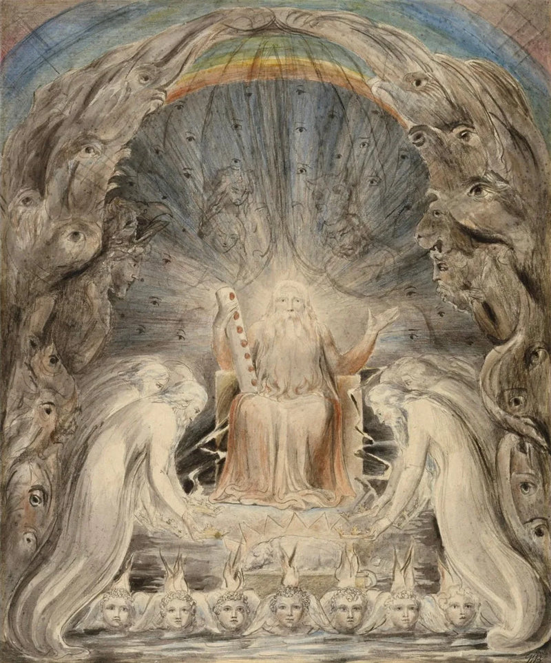 De tjugofyra åldringarna som lägger sina kronor inför den gudomliga tronen - William Blake