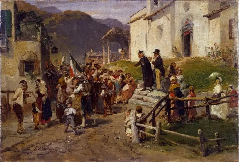 Les volontaires font leurs adieux - Gerolamo Induno image 1 tableau peint à l’huile sur toile