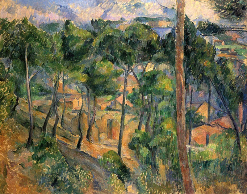 L'Estaque sedd genom tallarna - Paul Cézanne