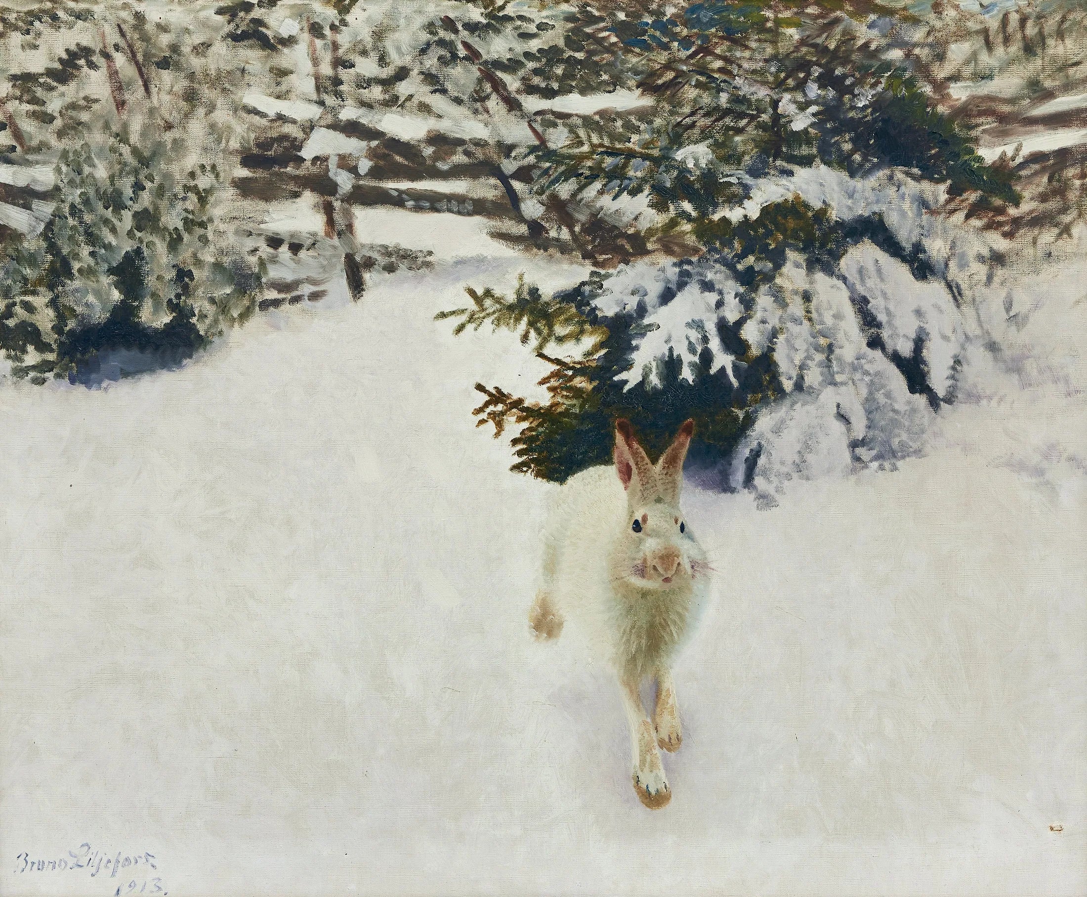 Lièvre dans un paysage hivernal - Bruno Liljefors image 1 reproduction réalisée par Alpha Reproduction