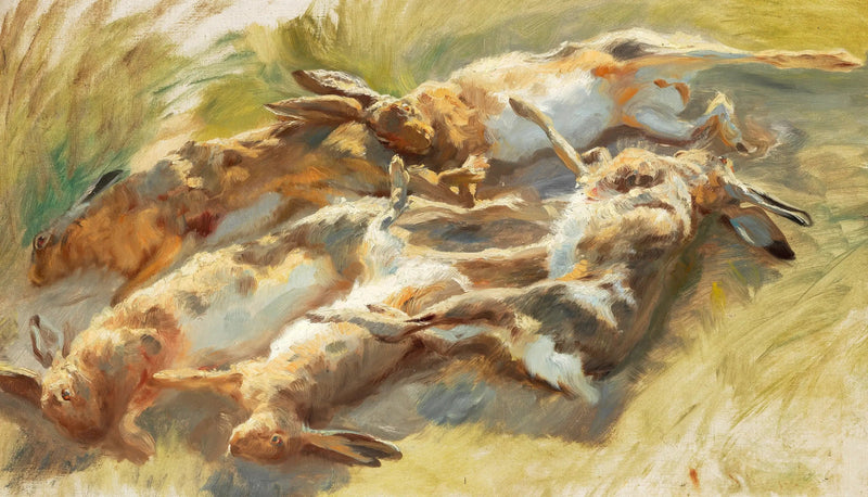 Jägare som skjutit harar. - Peder Severin Krøyer