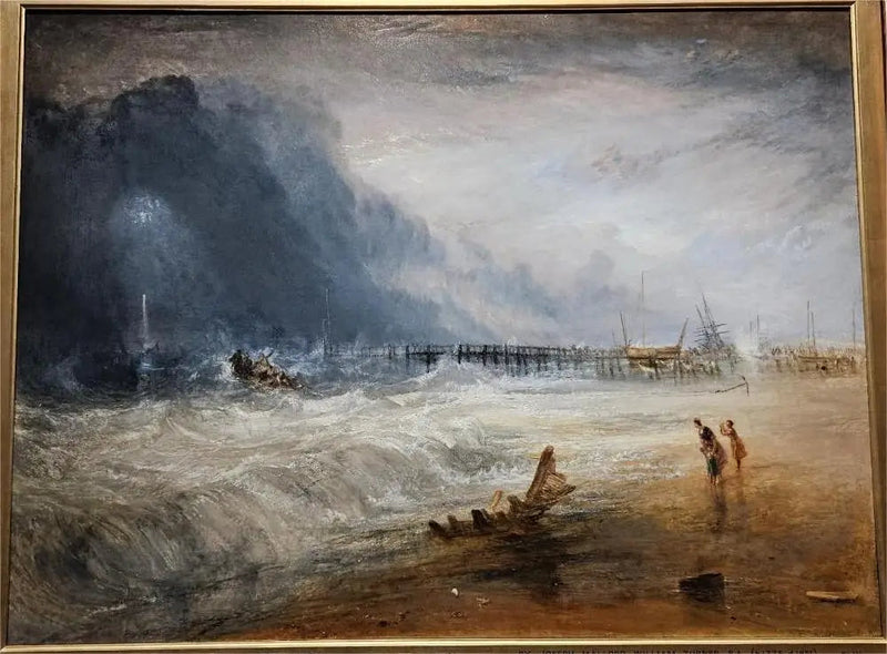 Livbåt och Manby-apparat som går ut till ett strandat fartyg som gör nödsignalen (blå ljus) - J. M. W. Turner