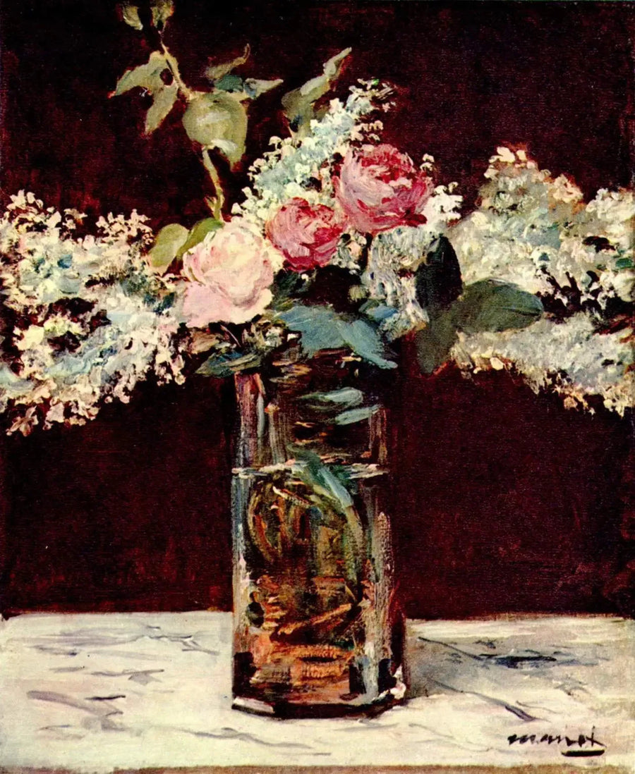 Lila och rosor - Édouard Manet