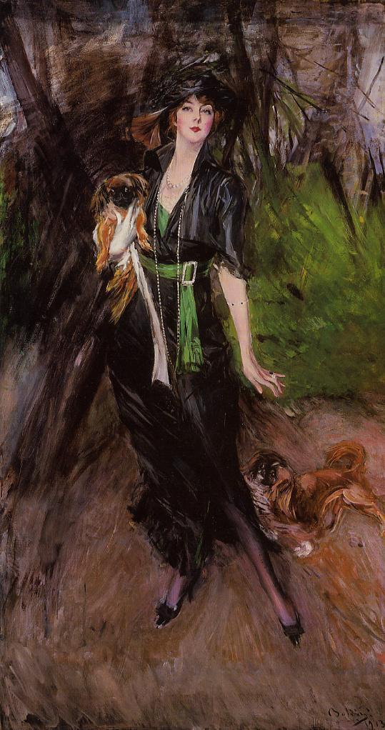 Lina Bilitis, med två pekingese - Giovanni Boldini