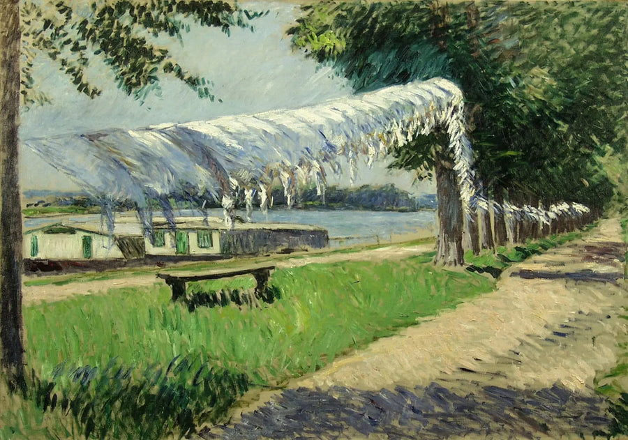 Torkande tvätt vid Seine, Petit Gennevilliers - Gustave Caillebotte