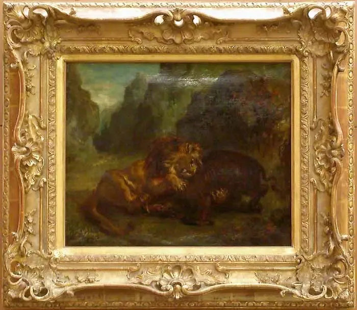 Lejon och Vildsvin - Eugène Delacroix