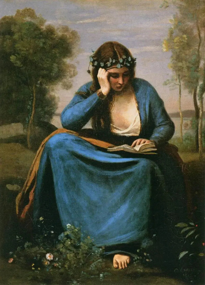 Kronad blomsterläsare, eller Virgils musa - Jean-Baptiste Camille Corot