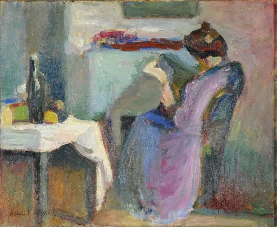 Ljusläsare i lila klänning - Henri Matisse
