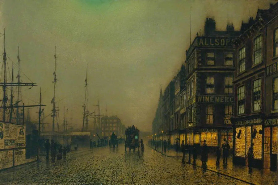 Liverpool Quay i månsken - John Atkinson Grimshaw