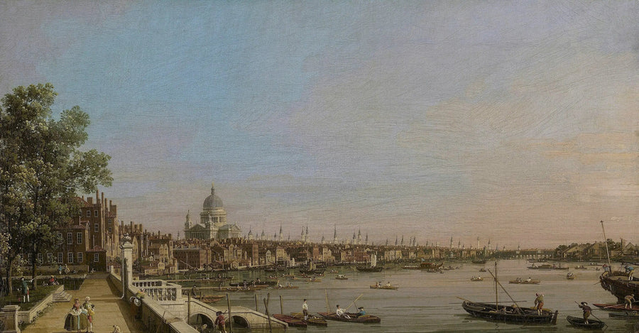London och Themsen sett från terrassen vid Somerset House, mot St. Pauls katedral - Canaletto
