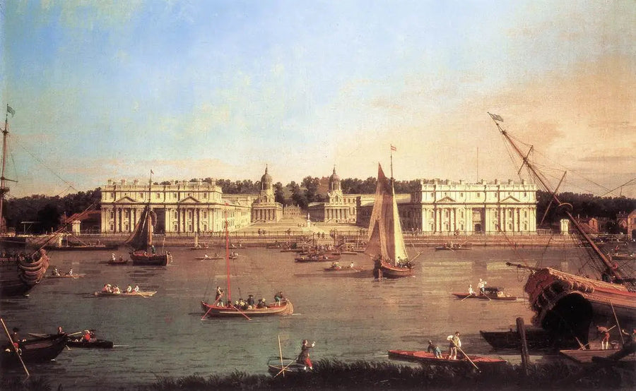 London: Greenwichsjukhuset från norrsidan av Themsen - Canaletto