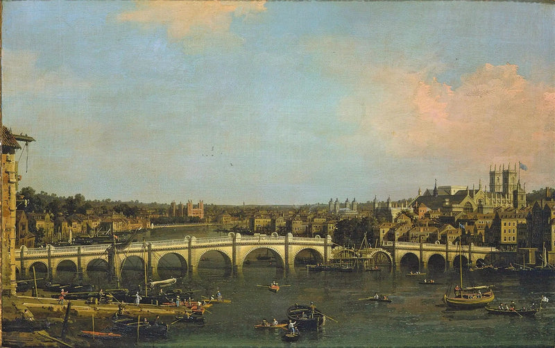 London: Westminsterbron under reparation från norr - Canaletto