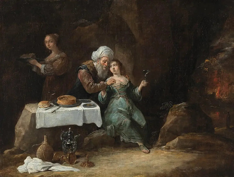Fullt berusad av sina döttrar (Genesis 19:33) - David Teniers den yngre