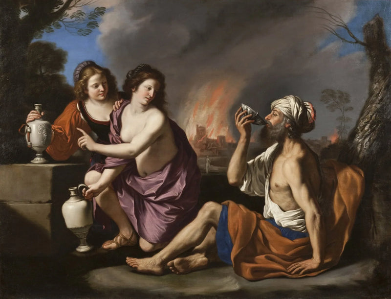 Lot och hans döttrar - Guercino