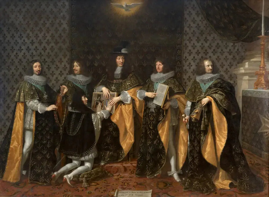Louis XIV dagen efter hans kröning, mottar sin bror Monsieur, hertig av Anjou, ed som riddare av Heliga Andens orden i Reims, den 8 juni 1654 - Philippe de Champaigne