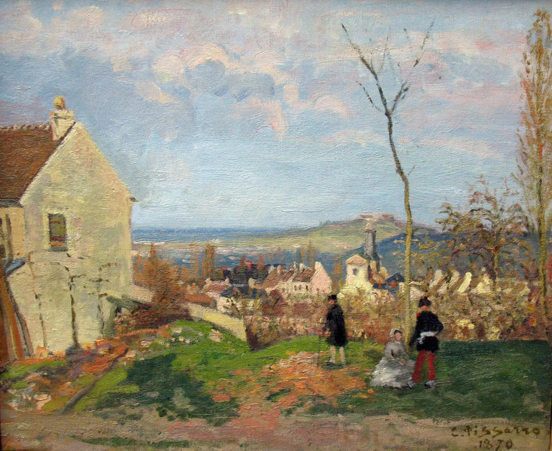 Louveciennes med Mont Valérien i bakgrunden - Camille Pissarro