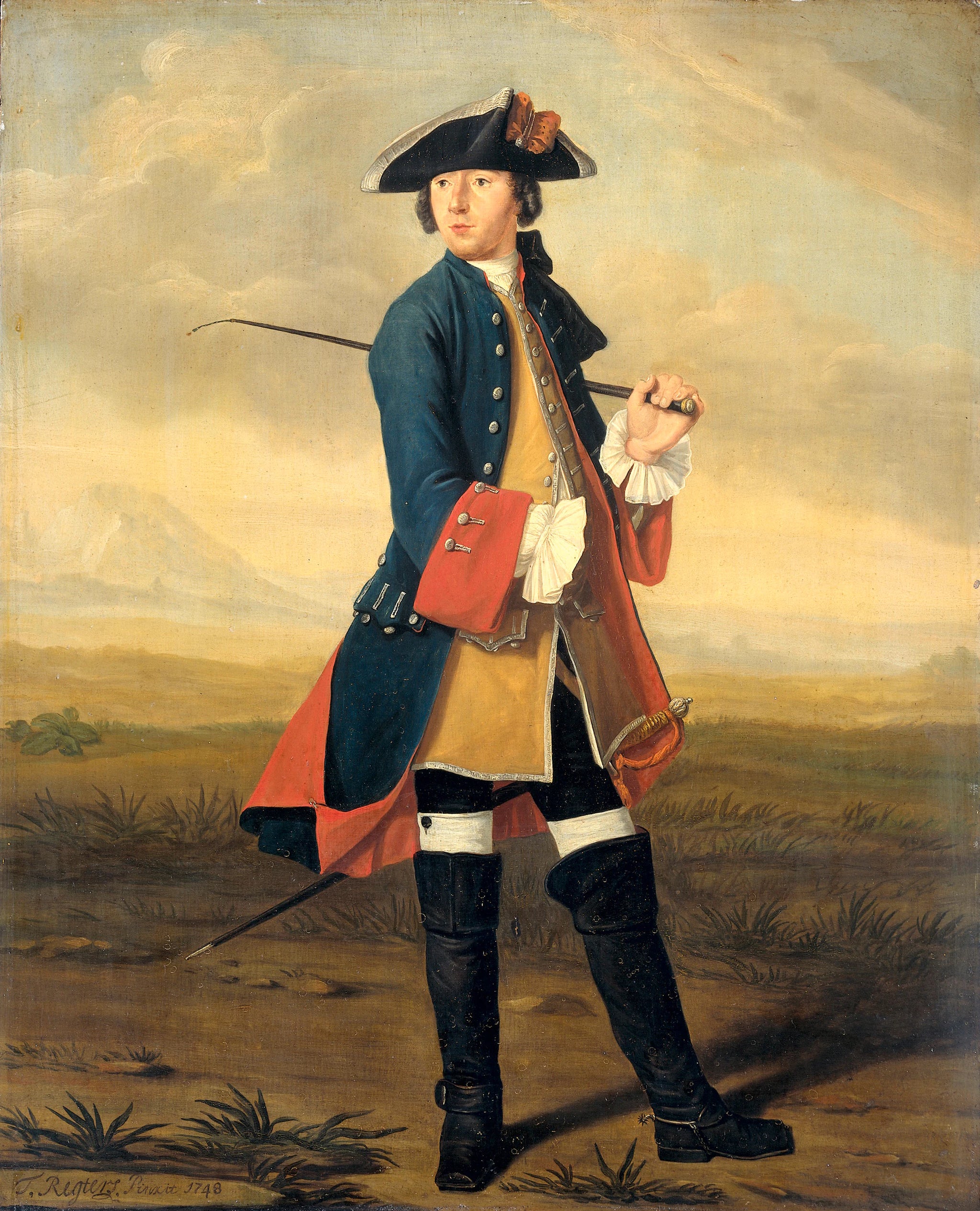 Ludolf Bakhuysen II (1717-82). Peintre, en uniforme des dragons - Tibout Regters