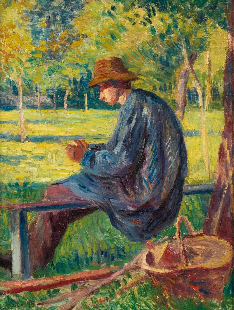 Ludovic Rodo Pissarro i sin fars trädgård i Eragny - Maximilien Luce