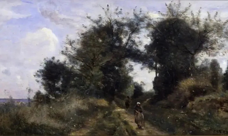 Luzancy. Den gamla vägens - Jean-Baptiste Camille Corot