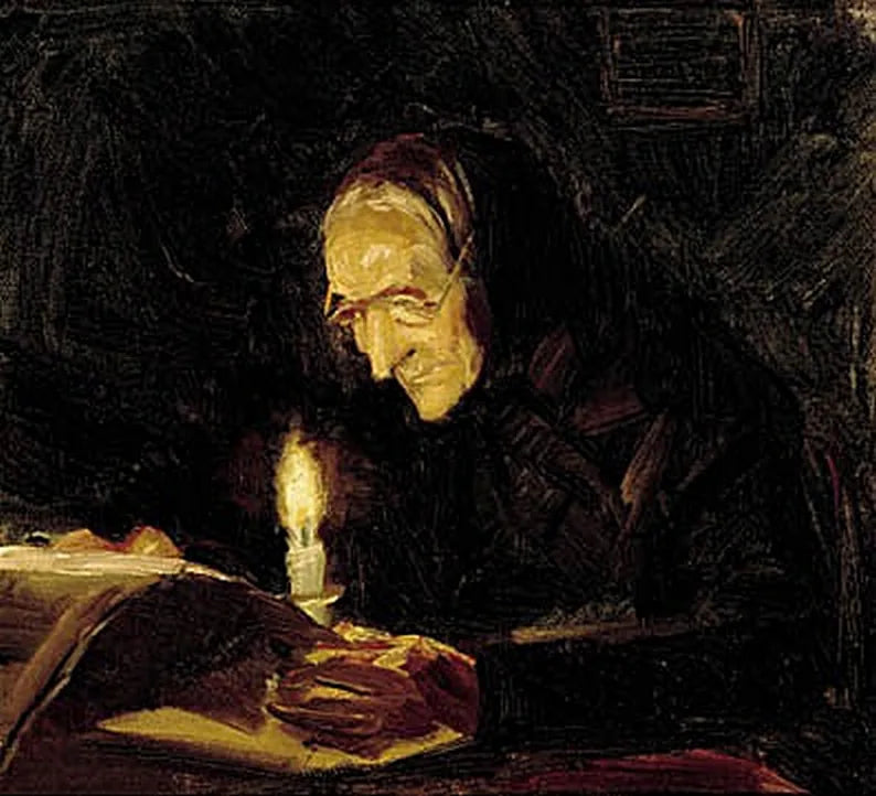 Min mamma i ljuset av ljuslyktor. - Anna Ancher