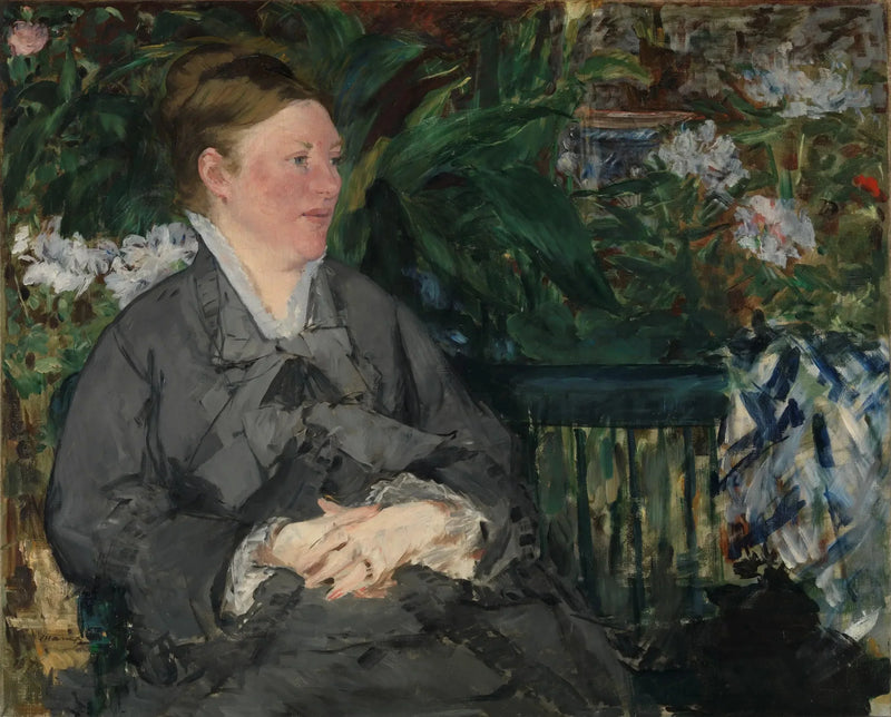 Madame Édouard Manet i växthuset - Édouard Manet