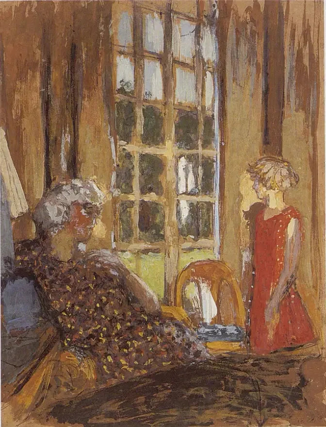Madame Hessel och Lulu vid altanfönstret - Édouard Vuillard